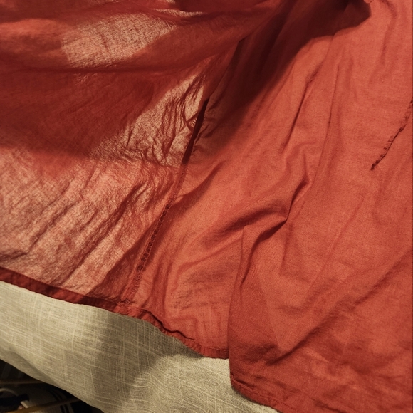 LRL Ralph Lauren Women's Sheer Cotton Ruffled Rust/Red Top - Picture 9 of 9